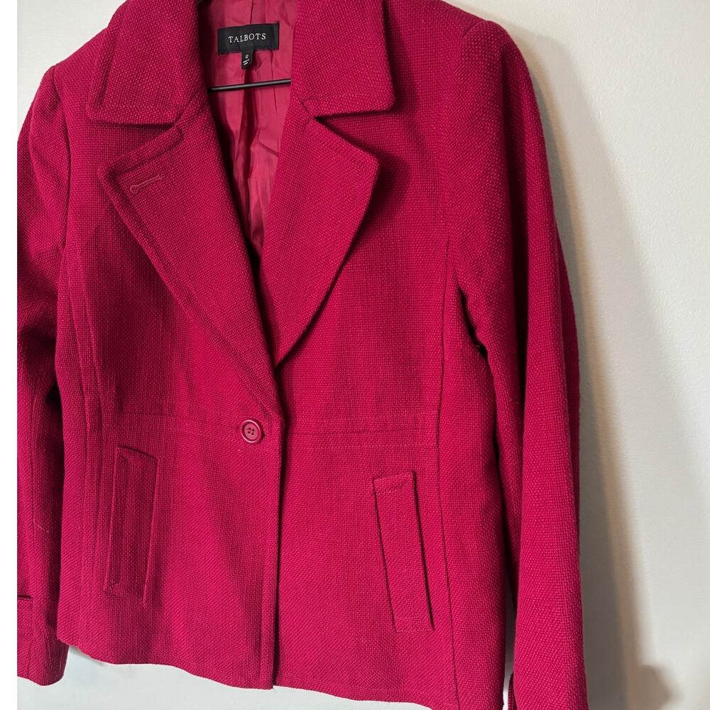 Talbots Cotton Blazer Size 12 Raspberry Red - Picture 2 of 7